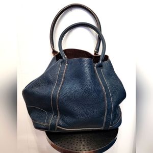 J.Crew Norvegia Boks Borge Garveri Uptown Tote Bag Blue Pebble Leather